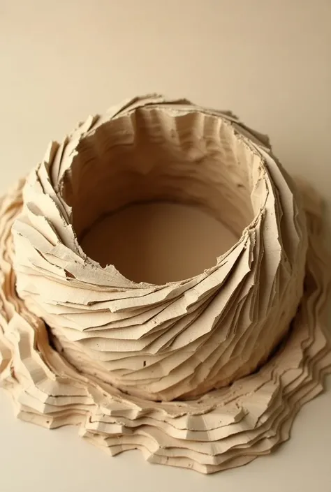 I would like a crater created made of cardboard that the cardboard has been cut into layers and glued one after the other to create a crater that is very thin and is like a real one
