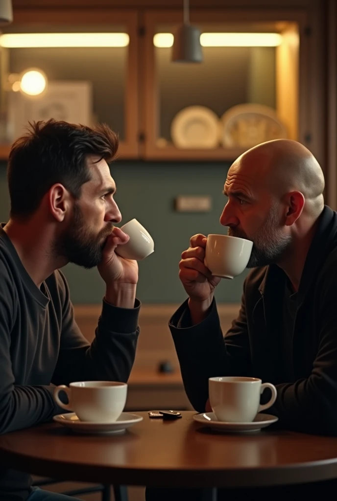 Video of Messi and Guardiola drinking coffee
