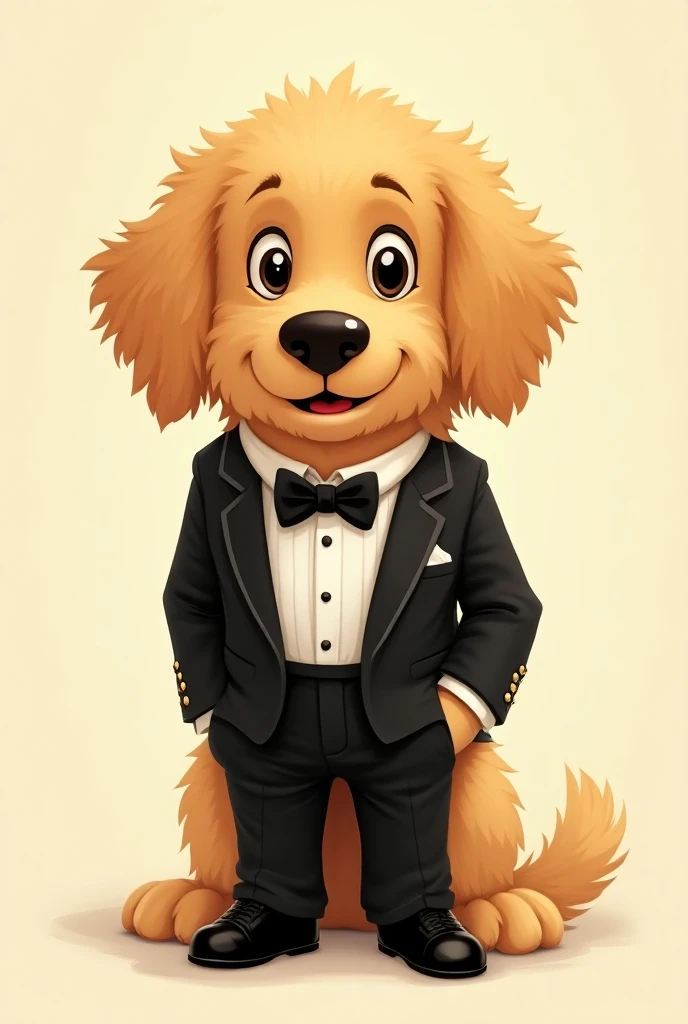 Cartoon Golden retriever in tuxedo 