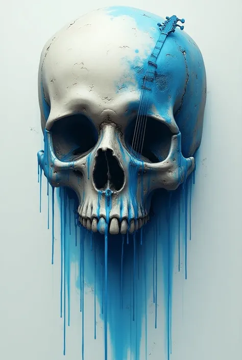 Skull Crying Blue Blood,With a guitar written by Leo Black