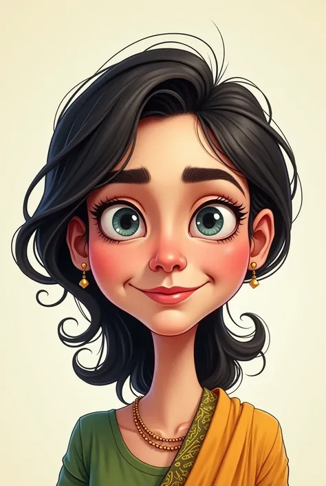 PAKISTANI WOMAN EYES RIGHT SIDE AND LEFT SIDE TWISTED CARTOON CHARACTER 