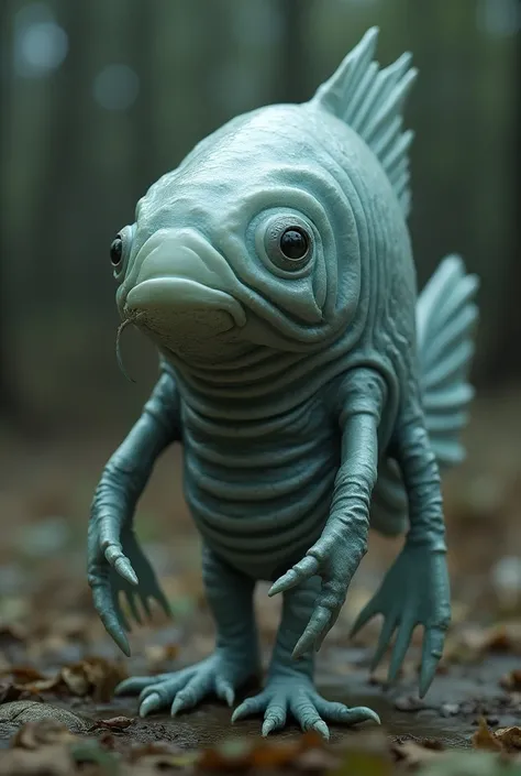 fish body ,  plastic bottle head and face,  without its aquatic features 