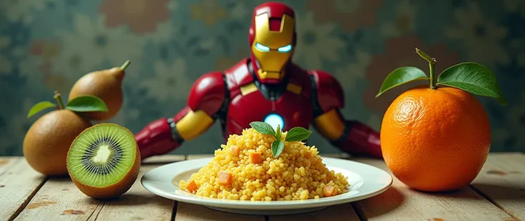 picture of potato, lemon rice, army dress, iron man, kiwi, orange
