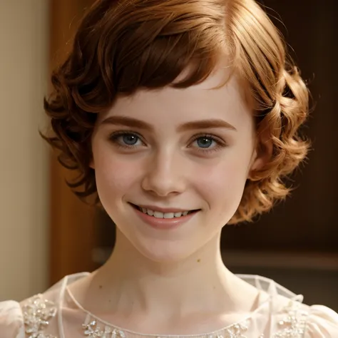 Sophia Lillis dressed in sexy lady clothes with a smile