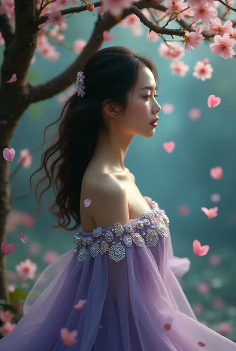  Once loved someone as hard as rain ,,
 But she prefers to be struck by lightning ,,.😌

====≈=============================
 unique design a decoration of small heart bubbles and jasmine flowers ,  there is a beautiful Korean-Canadian woman ,  hair blown by...