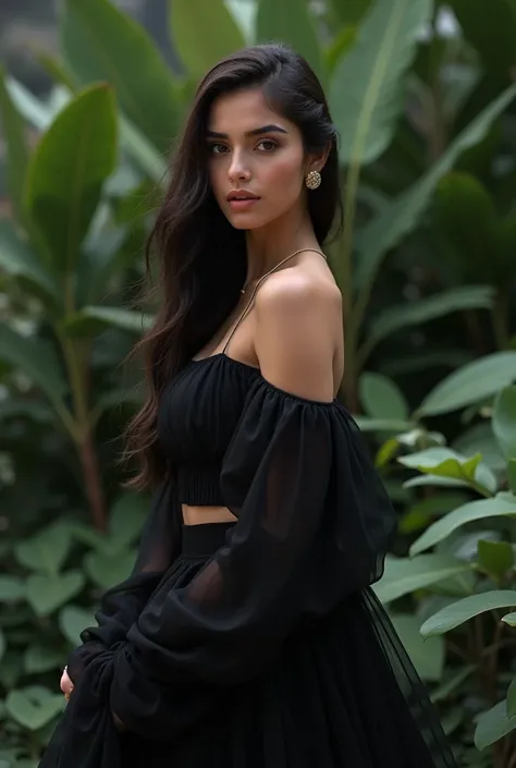 Black dress girl with indian cute face 