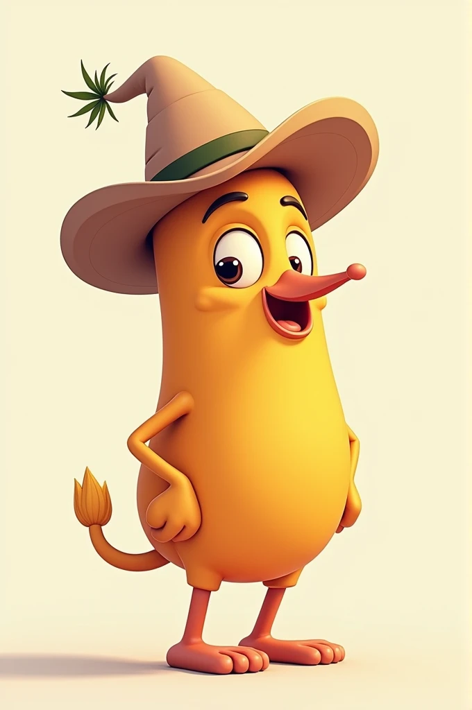  supermarket mascot with a cangaceiro hat like the lamp in 2D, seen from the side and looking to the right ,  with human features and a well-received look 