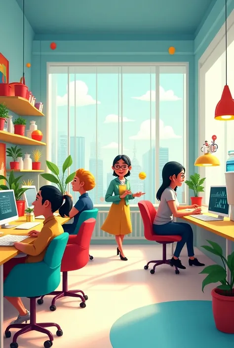 Company Office Office in cartoon 