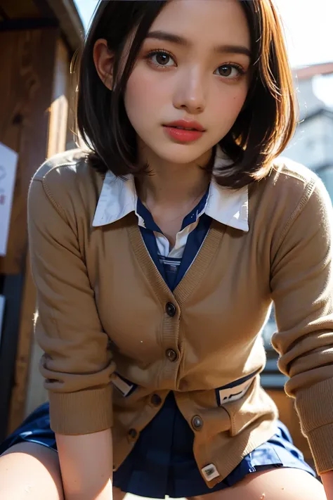 8k, RAW Portrait ( Japanese Women),masterpiece、 photorealistic:1.3、Realistic,  ultra high resolution, Best Quality, Real Life Photos ,( In the evening :1.1), ((((2 people:1.5)))),( beautiful face:1.1)、((Real high school girl))、((Japan High School Uniforms:...