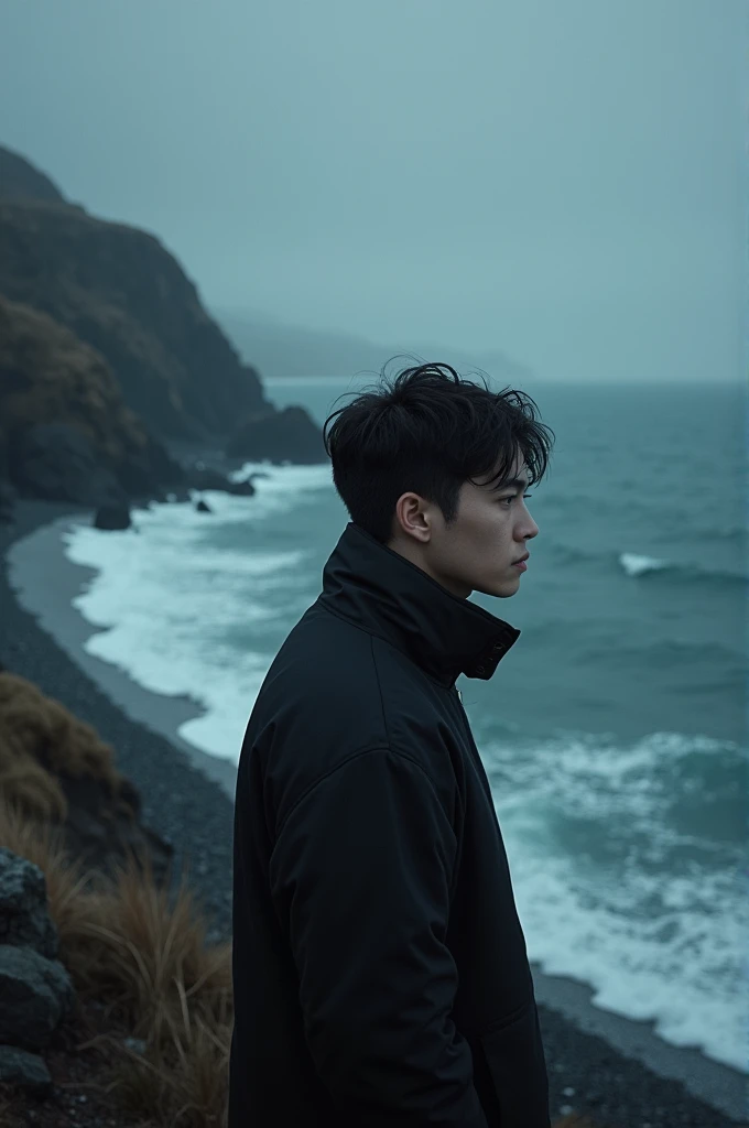 Sad boy near sea in dark whats app dp 8k picture 