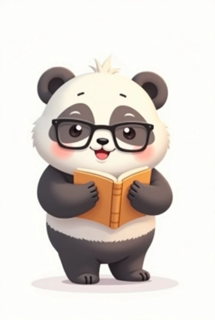 Cute grandpa panda, with visible white beard on his face, wearing reading glasses, standing, blind box Chibi, bubble supermarket, IP design, soft colors, pure white background, simple line flat illustration，ultra high quality, ultra high definition, 8K --a...