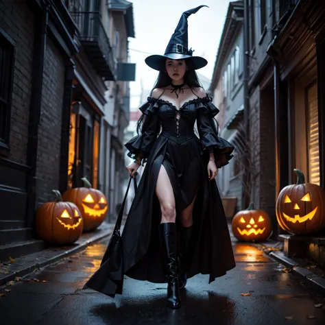 halloween a mysterious woman walking