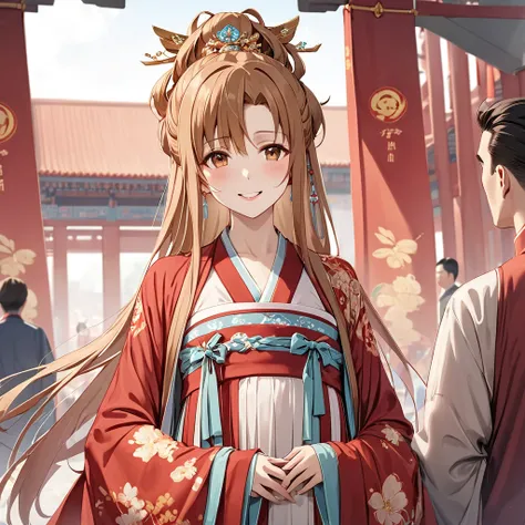  The woman who is a member of the Chinese Communist Party is beautiful, bright brown-haired Yuki Asuna, wears the gorgeous Hanfu of an ancient Chinese empress who is a member of the Chinese Communist Party, pledges absolute loyalty and love to a great Chin...