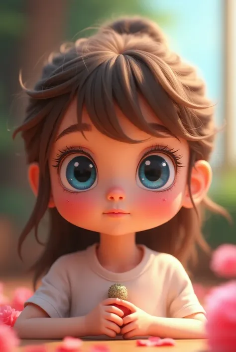 بلی کی سفید اور کالے دھاریوں والی کھال تھی، اور اس کی آنکھیں چمکدار تھیں۔
Pinkie character (A Prix cartoon style cute the girl have beautiful big eyes with blue lences or big eye lashes and nose are stand on 90 degree angle her cheeks are blush with baby p...