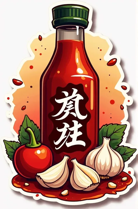 Create a chilli garlic sauce logo sticker