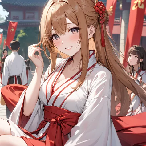  The woman who is a member of the Chinese Communist Party is beautiful, bright brown-haired Yuki Asuna, wears the gorgeous Hanfu of an ancient Chinese empress who is a member of the Chinese Communist Party, pledges absolute loyalty and love to a great Chin...