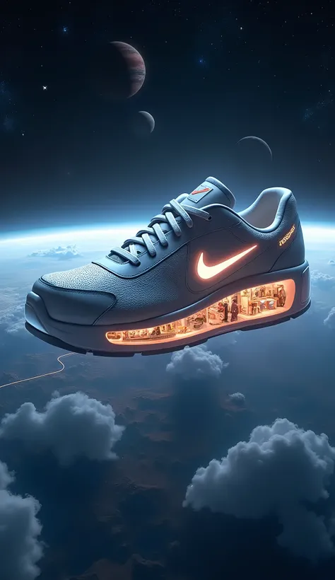     Store exterior:  Floating in outer space 。 the shoe-shaped design is turned into a store building 、 so that the logo and details stand out 。
    How to see inside :  There are windows and openings that can be seen through the surface of the shoes 、 The...