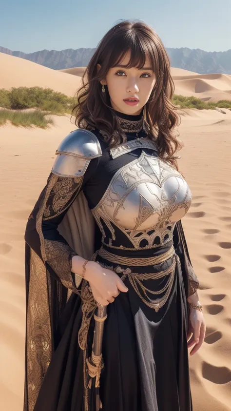  high definition，(( high quality))、((16Ｋ))、 very beautiful woman 、Voluptuous women、 tight waist、( detailed face)、Realistic Skin、(((Big Breasts)))、((Holy Knight)),((( Extremely Finely Finely Decorated White and Black Armor:1.1))))、((Delicate photo))，(Girl A...