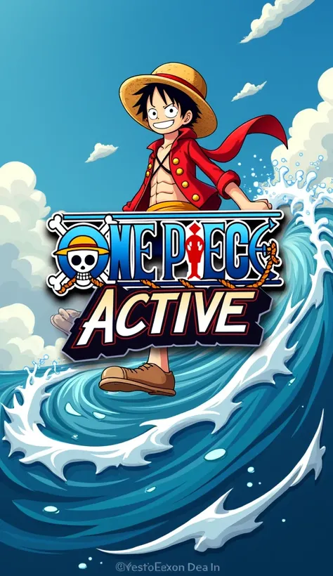 Create a logo that says "ONE PIECE ACTIVE" With the theme of One Piece and pirates 