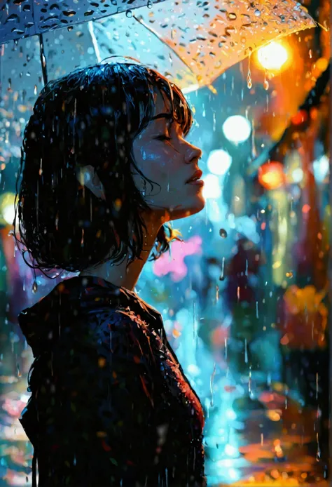 illustration,weeping in the rain