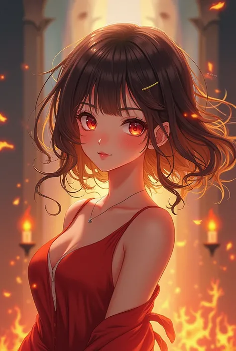 Anime girl 
And to have something to do with her fire
Theres not much fire as short as Hu tao but nothing like it