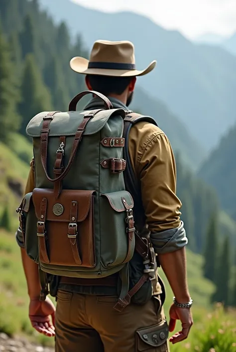 Image of a  with a handmade grill backpack  