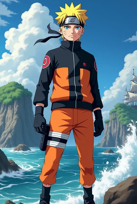 Create a Naruto Uzumaki, With a Gambit outfit in the One Piece universe 