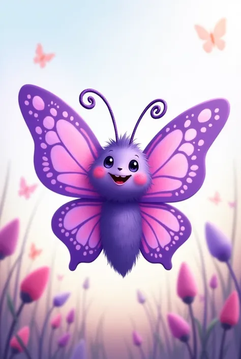 Cartoon Purple Winged Butterfly