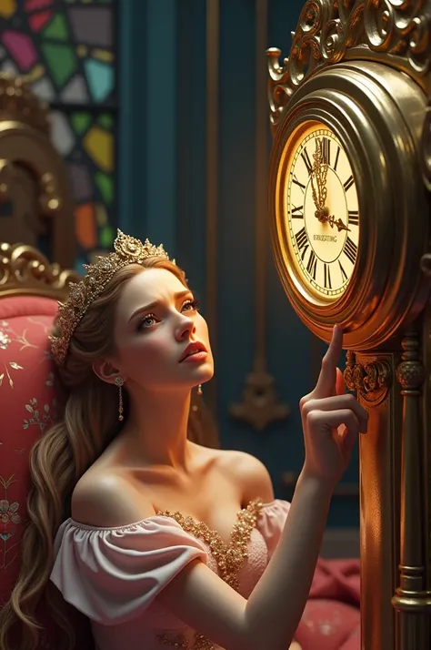 A breathtaking 3D rendered masterpiece in stunning 32k HD, where the iconic "Sleeping Beauty" is anything but docile. She is depicted with hyper-realistic detail, her eyes blazing with an unexpected fiery anger that seems to leap out of the screen. Her onc...