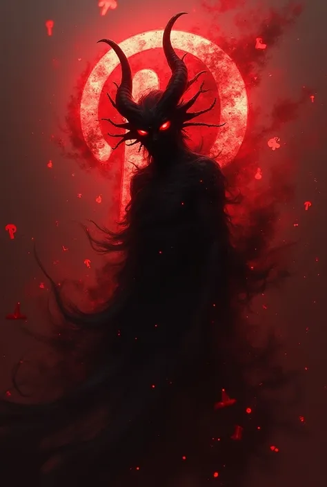 Create an image of Pinterest represented as a demon, appearing smoky and ethereal like a wandering soul. The demon should have a dark, swirling form made of wispy red and black mist, seamlessly incorporating elements of the Pinterest logo into its design. ...