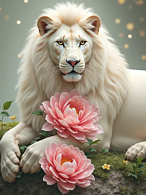 Make beautiful white lion beautiful human