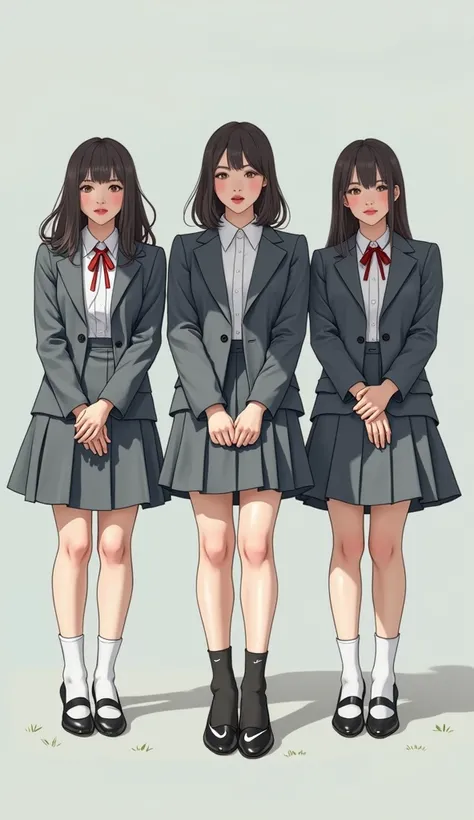 （ photorealism ：1.2）、Japanese Model in her 20s 39;Thick legs、Female bank clerk in uniform、23 year old beauty、Business Uniforms、Bend one leg on the grass in the garden、Lie down and stretch the soles of her feet 。 she wears super realistic thick black socks ...