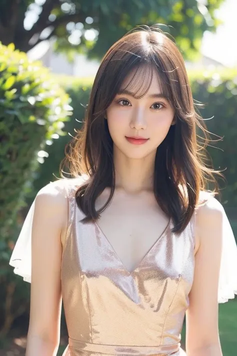                realistic figure               , Photogenic,                              short light brown hair standing in front of a large mansion、    Sparkling Hair、              beautiful white translucent skin                 ,  slender    , 大きなChest,...