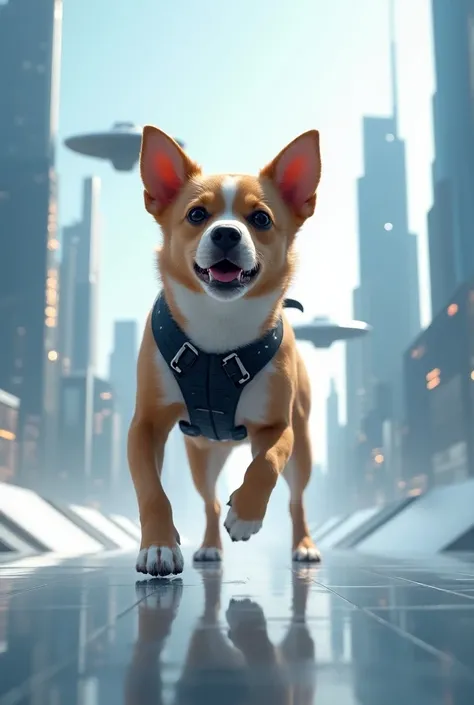 Stylish dog in a futuristic environment