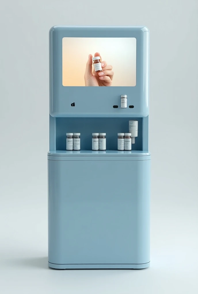  create an automated medicine dispenser,  the dispenser must have dimensions 30 cm x 30 cm x 40 cm, There must be only one medicine outlet on the front, create multiple product views, o dispenser possue display digital, Few buttons, e um buzzer, The dispen...