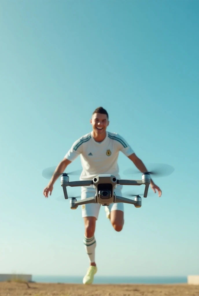 Cristiano Ronaldo driving very happily a 
 Dron 