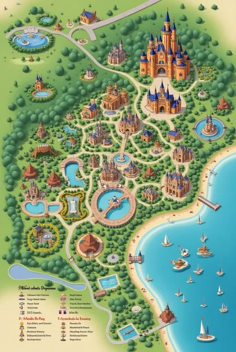  create a photo of the Disney park map if it were opened in Brazil ,  like the brochures at the entrance of the park with the park map ,  but as if it were in Brazil with the details and everything creative , Like create the Disney park and as if it were i...