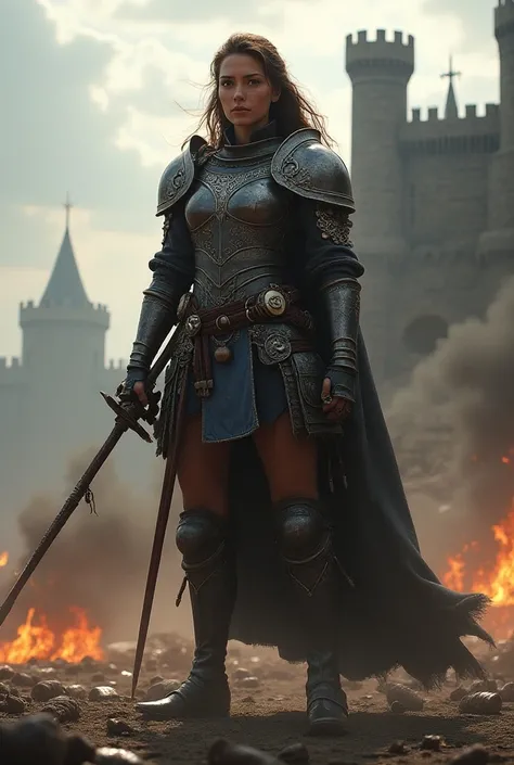 Medieval female character with bombs and explosives