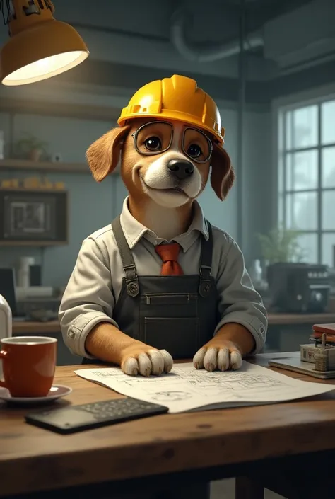 Father dog starts working as an engineer 