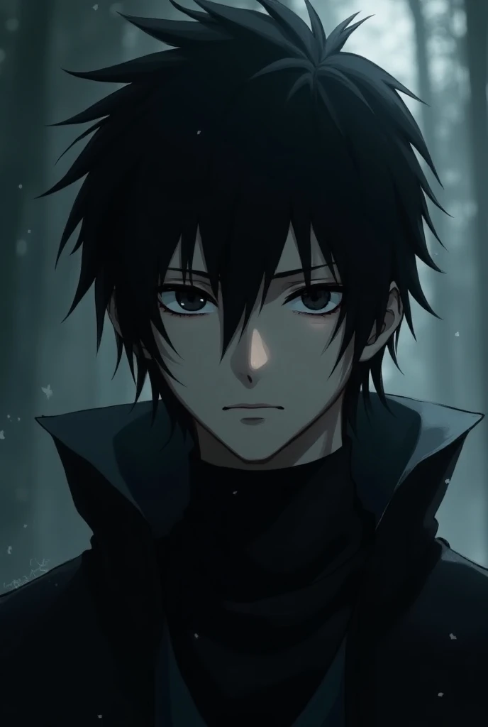  Create a black-haired character (Like Uchihas death from Naruto ), with black eyes.
 He is male 