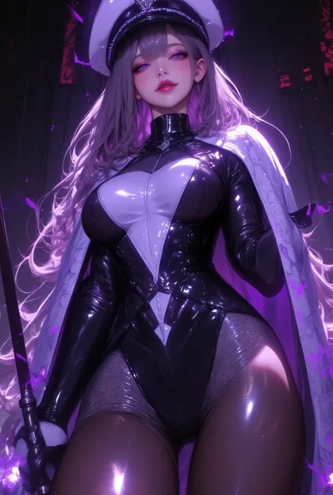  mature beautiful woman ,(Best Quality, Extremely Detailed Description , Incredibly Absurd High Resolution, Sharp Teeth Like a Beast , shiny skin,High quality anime drawings:2.0),(Female executive of an evil organization:2.3),(Black latex military costume:...