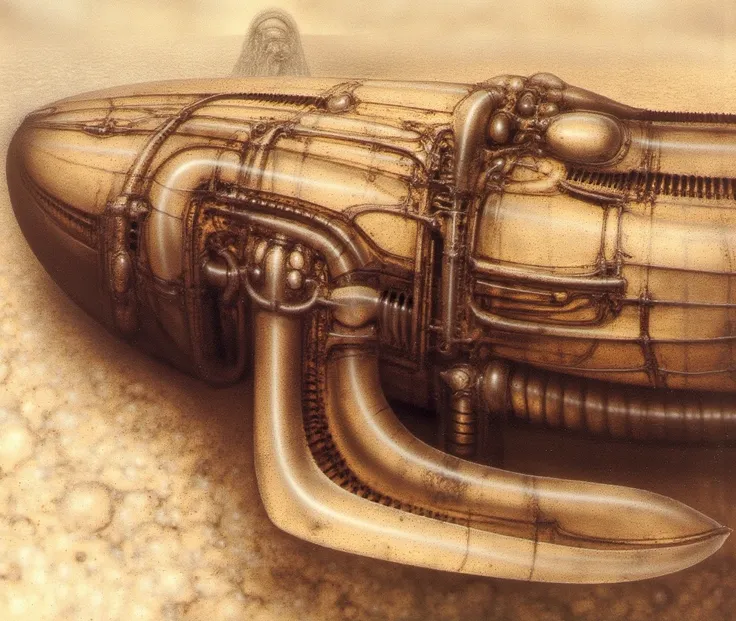 h. r. giger's g1g3r, , giger_style,  , the image is a detailed view of h.r. giger's \" alien iii  \" plate, featuring hrggr, h.r...