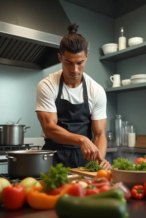 Footballer Ronaldo cooking