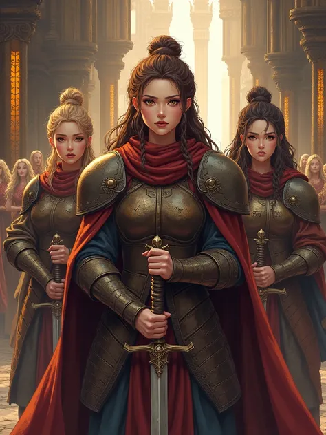 Make the dwarves from The Lord of the Rings female, in high quality anime style,