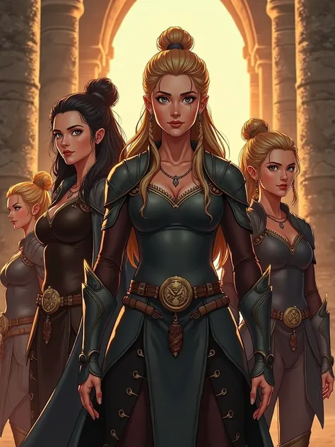 Make the dwarves from The Lord of the Rings female, in high quality anime style,