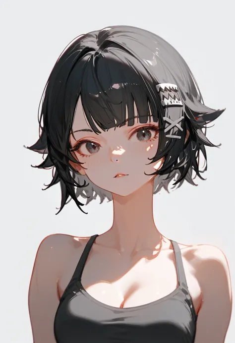 shark girl, short black hair, ellen jo