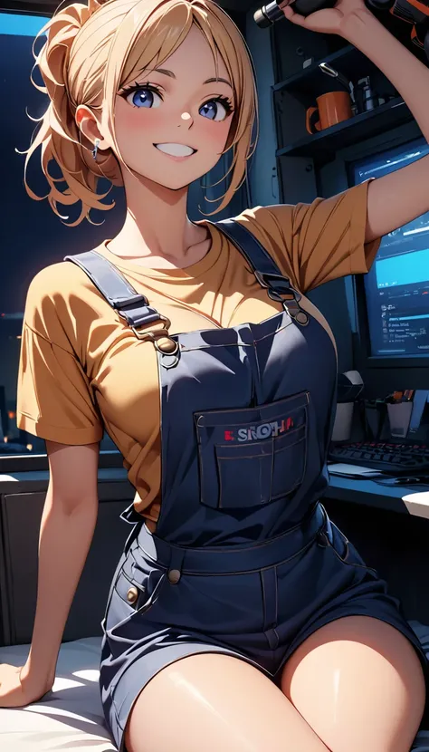 (highest quality:1.2, Very detailed, Latest, Vibrant, Ultra-high resolution, High Contrast, masterpiece:1.2, highest quality, Best aesthetics), Beautiful female mechanic, sexy, Work clothes, Overalls, Best Body Line, Beautiful detailed eyes, A professional...