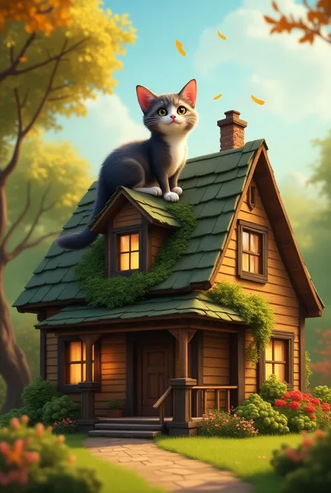  Fais-moi une maison avec un chat sur la tête.