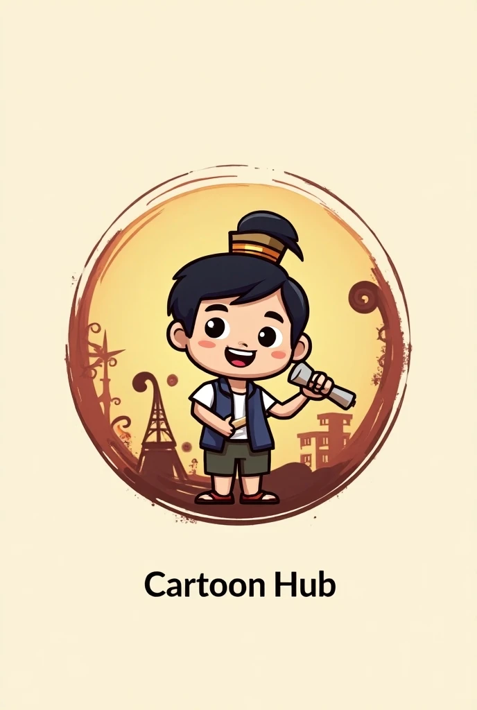 Create a 5 logo for a youtube channel named "Cartoon Hub" Make it subtle, but fashionable. Use elements of hindi cartoon. Dont use word youtube channel in logo