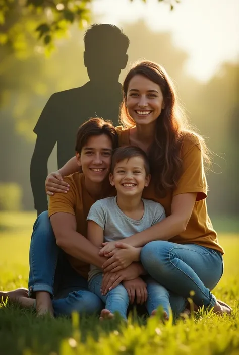 Happy Family picture and make a shadow. The shador at the back is the sad or brolen family.